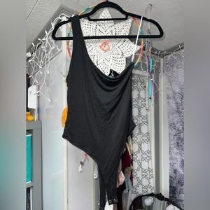 Black One Shoulder Bodysuit